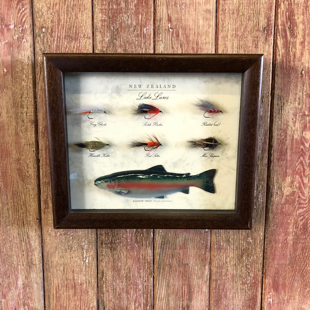 NZ Trout Fly Fishing Shadow Box – All Vintage Antiques
