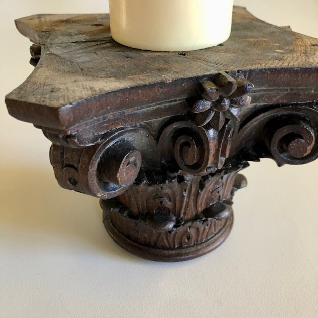 Carved Oak Column Capital