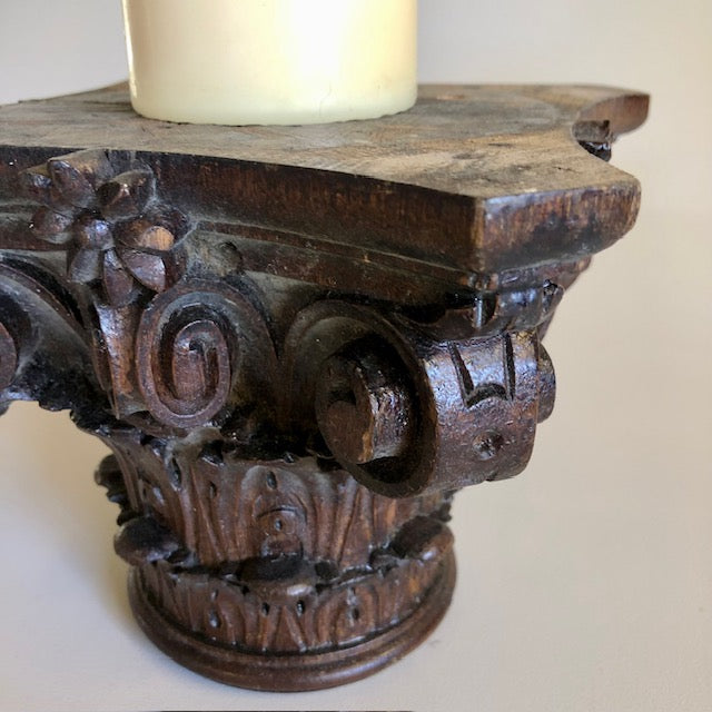 Carved Oak Column Capital